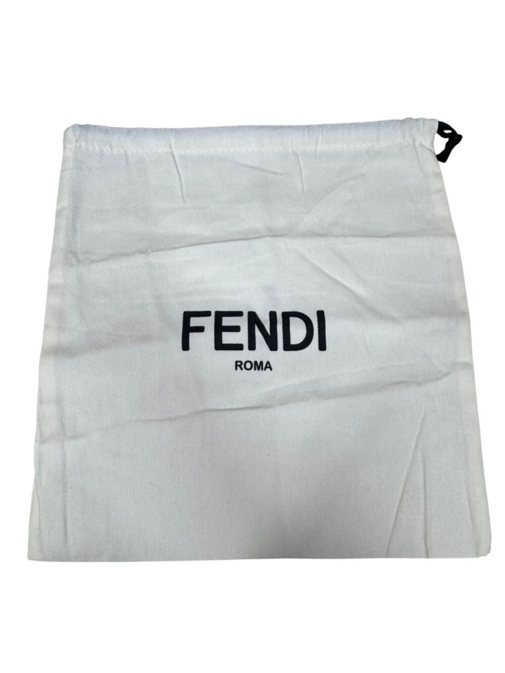Fendi Roma Cream Dust Bag Pouch Drawstring with Black Logo 12" X 11" Authentic